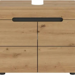 Hioshop Canu wastafel 2 deuren eiken decor- grijs