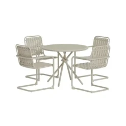 Hioshop Chios tuinmeubelset tafel 90x90cm 4 stoelen beige