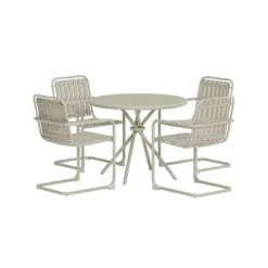 Hioshop Chios tuinmeubelset tafel 90x90cm 4 stoelen beige