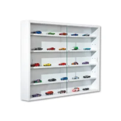 Hioshop Comit vitrinekast voor wandmontage- 2 glazen deuren wit