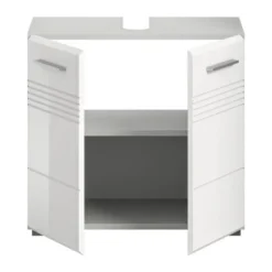 Hioshop Copa wastafel 2 deuren wit hoogglans- lichtgrijs