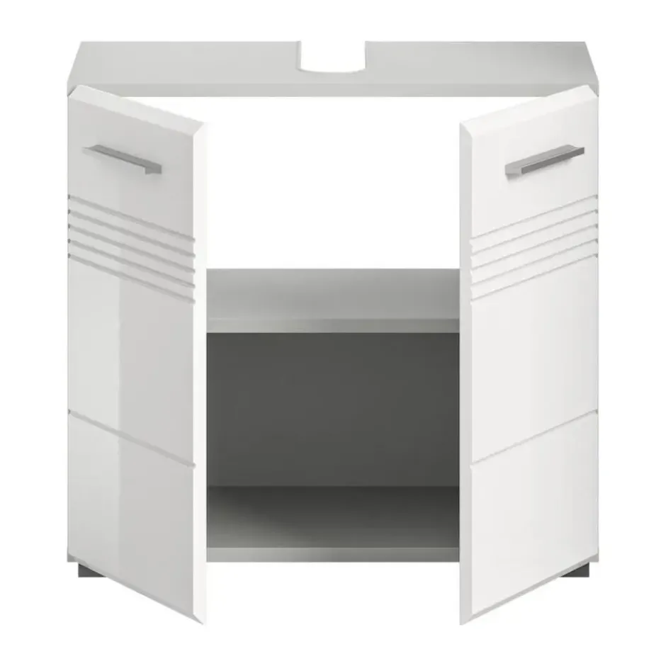 Hioshop Copa wastafel 2 deuren wit hoogglans- lichtgrijs