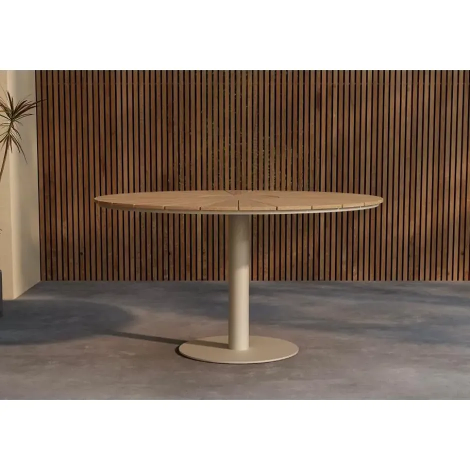 Hioshop Croft tuintafel Ø120cm beige