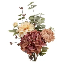 Hioshop Dahlia kunstbloemenboeket hoogte 68cm meerkleurig