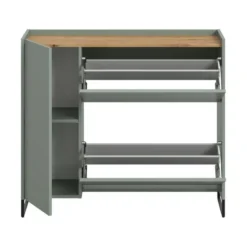 Hioshop Drive schoenenkast 1 deur- 2 vouwdeuren salvie decor