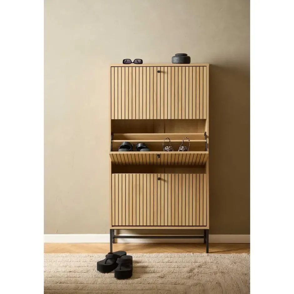 Hioshop Dylan schoenenkast 3 lades natuur