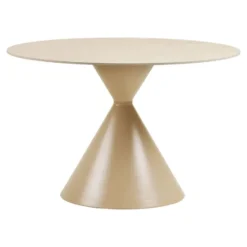 Hioshop Elin eetkamertafel Ø120cm keramische tafelblad sandkleurig