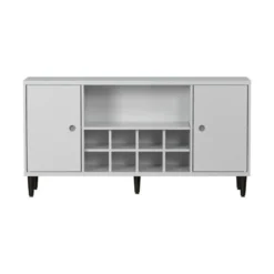 Hioshop Evolution dressoir 2 deuren- 1 plank- 8 flessen wijn wit- zwart