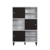 Hioshop Evolution wandkast 3 deuren- 6 planken wit- zwart
