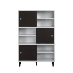 Hioshop Evolution wandkast 3 deuren- 6 planken wit- zwart