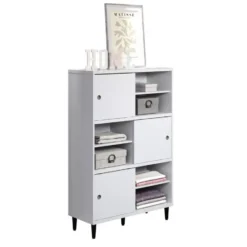 Hioshop Evolution wandkast 3 deuren- 6 planken wit- zwart