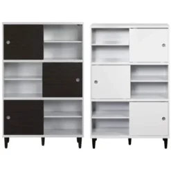 Hioshop Evolution wandkast 3 deuren- 6 planken wit- zwart