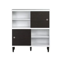 Hioshop Evolution wandkast 2 deuren- 4 planken wit- zwart