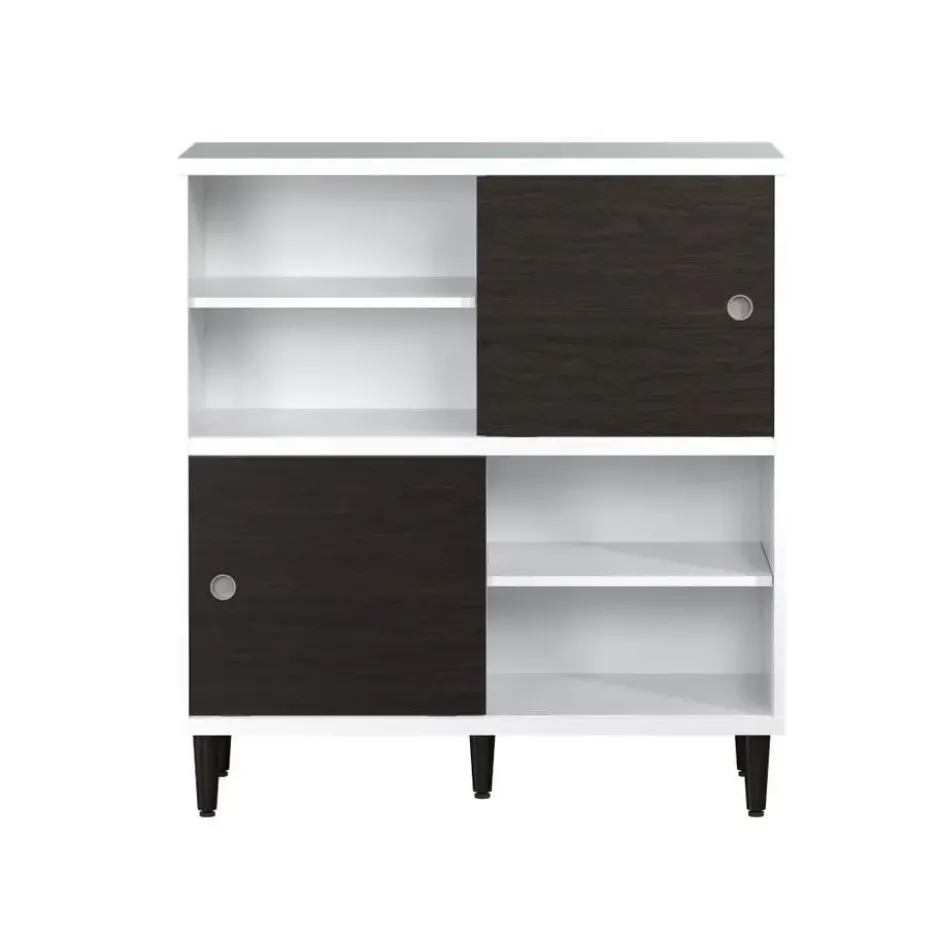 Hioshop Evolution wandkast 2 deuren- 4 planken wit- zwart