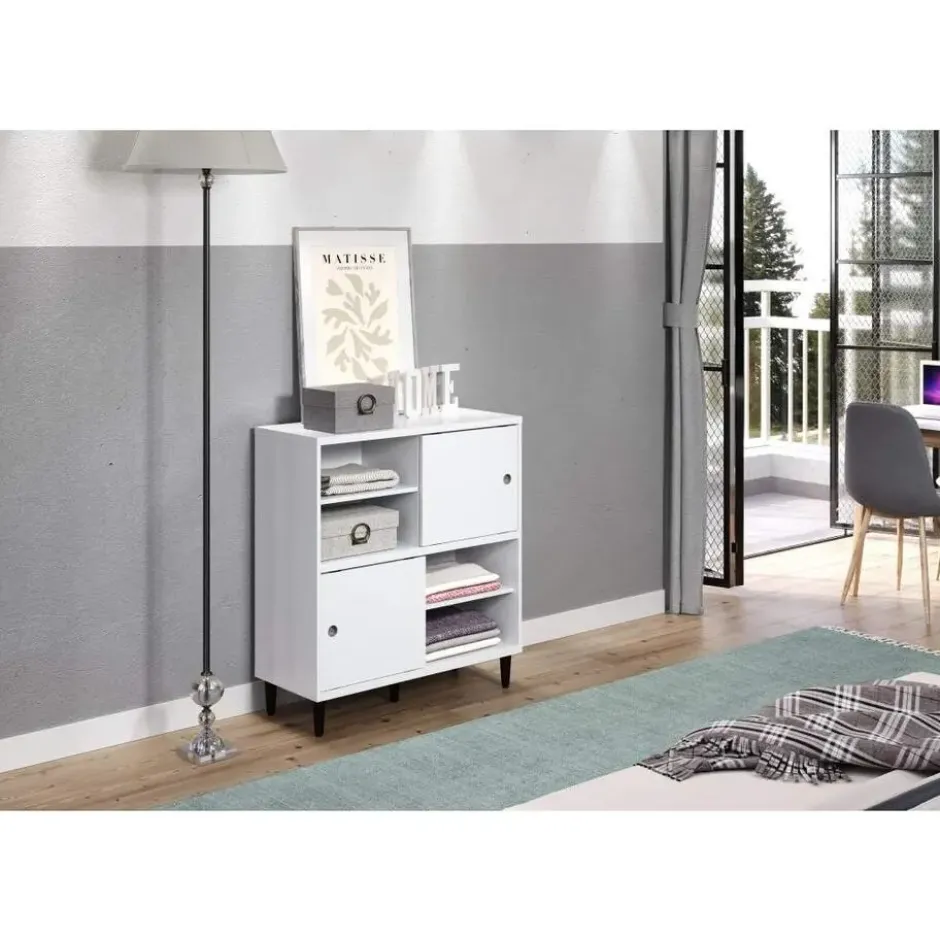 Hioshop Evolution wandkast 2 deuren- 4 planken wit- zwart