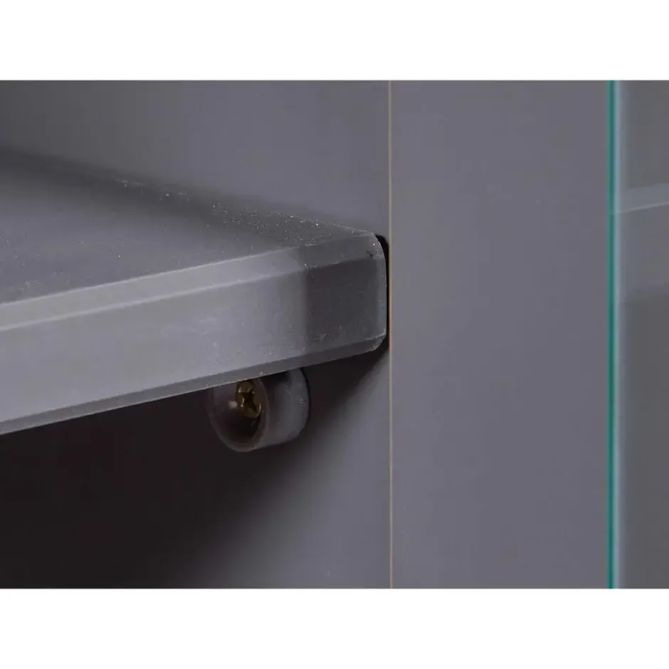 Hioshop Forenzo vitrinekast 4 deuren- 2 lades grijs- natuur