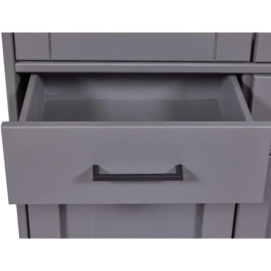 Hioshop Forenzo vitrinekast 4 deuren- 2 lades grijs- natuur