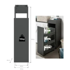 Hioshop Free badkamerkast 1 lade- 3 planken antraciet
