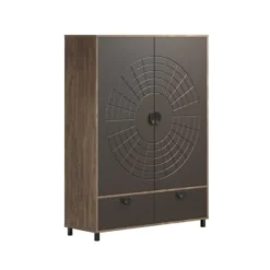 Hioshop Fusion vitrinekast 2 deuren- 2 lades brons decor
