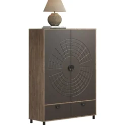 Hioshop Fusion vitrinekast 2 deuren- 2 lades brons decor