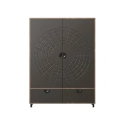 Hioshop Fusion vitrinekast 2 deuren- 2 lades brons decor