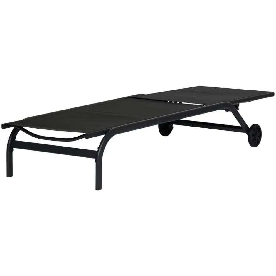 Hioshop Halfdan ligbed 5 posities met wielen zwart