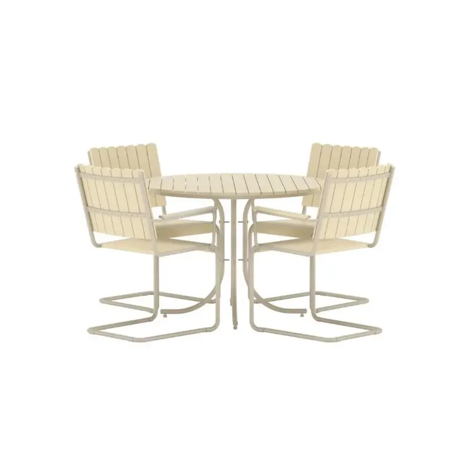 Hioshop Holmsund tuinmeubelset tafel 100x100cm 4 stoelen beige