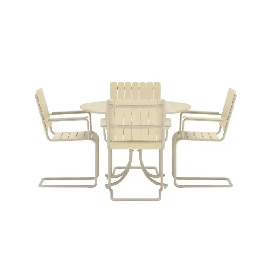 Hioshop Holmsund tuinmeubelset tafel 100x100cm 4 stoelen beige