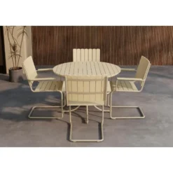 Hioshop Holmsund tuinmeubelset tafel 100x100cm 4 stoelen beige