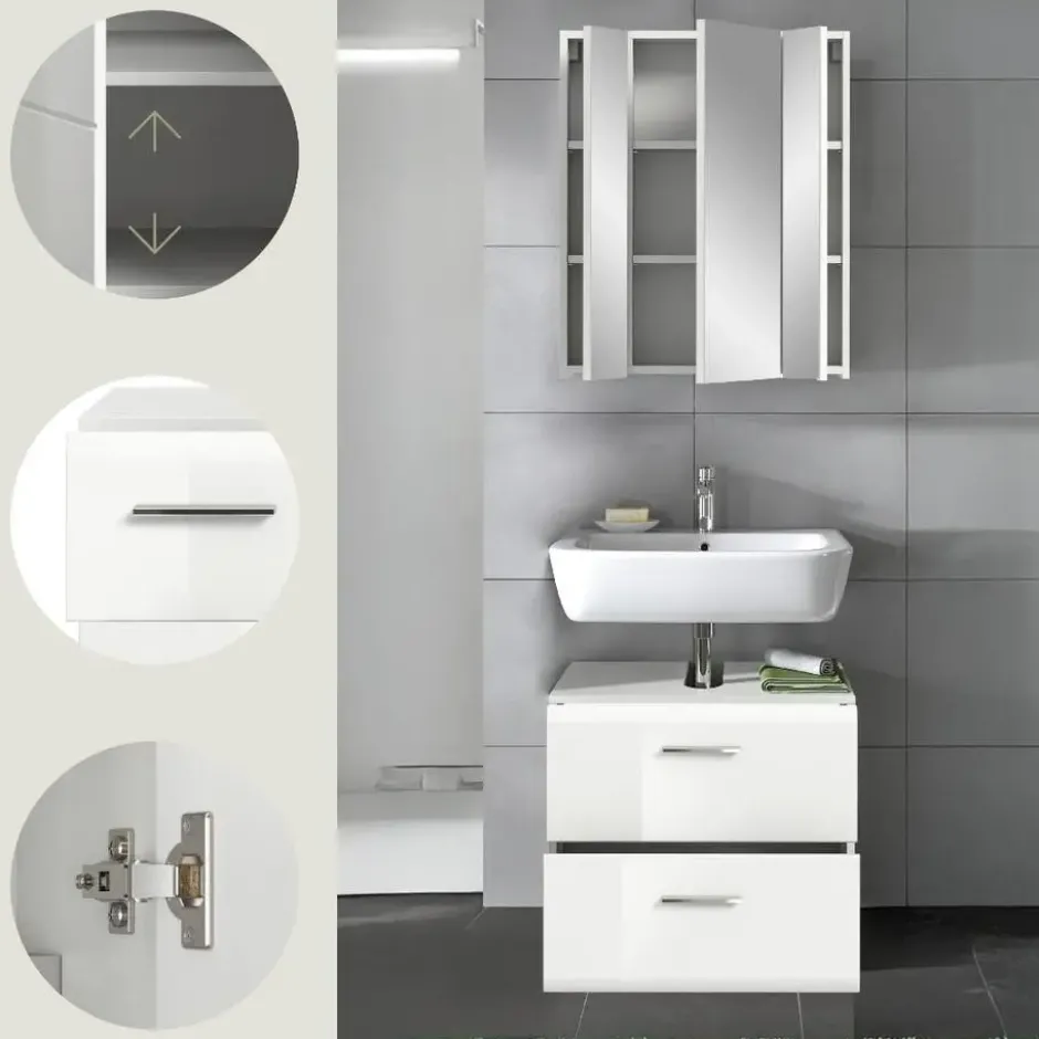 Hioshop Ice badkamer I60 wit hoogglans- wit