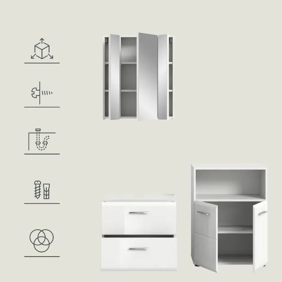 Hioshop Ice badkamer I59 wit hoogglans- wit