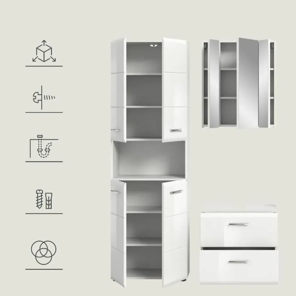 Hioshop Ice badkamer I58 wit hoogglans- wit