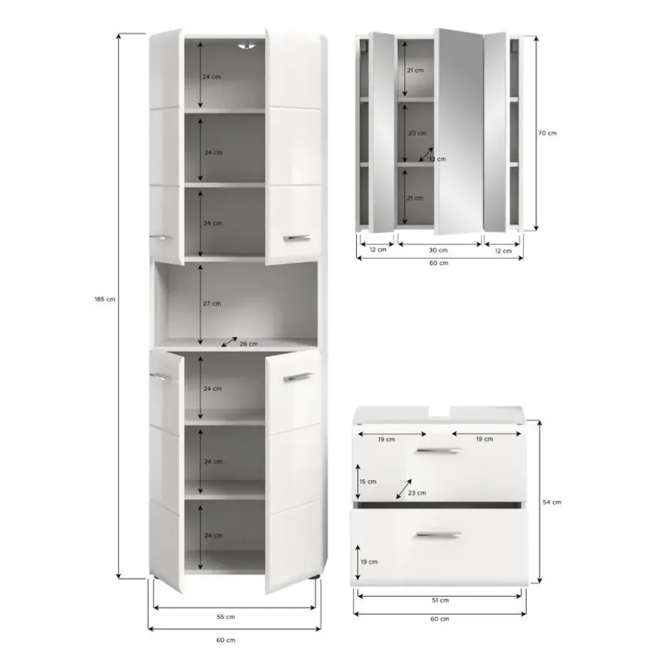 Hioshop Ice badkamer I58 wit hoogglans- wit
