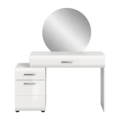 Hioshop Ice kaptafel inclusief spiegel 1 deur- 2 lades wit hoogglans- wit