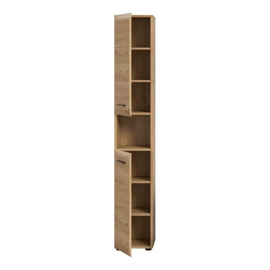 Hioshop Ice kolomkast 2 deuren- 1 plank eiken decor