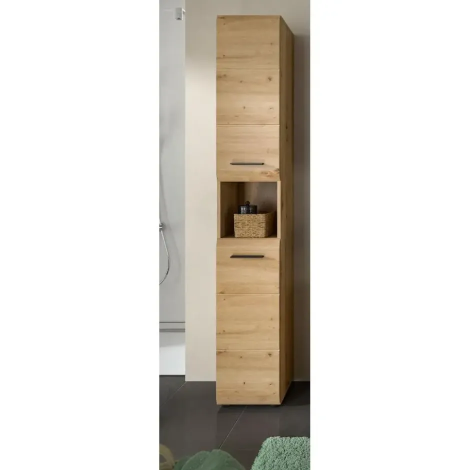Hioshop Ice kolomkast 2 deuren- 1 plank eiken decor