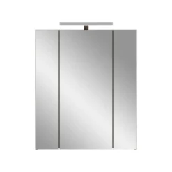 Hioshop Ice spiegelkast inclusief verlichting 3 spiegeldeuren zwart mat- eiken