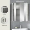 Hioshop Ice spiegelkast inclusief verlichting 3 spiegeldeuren wit hoogglans-