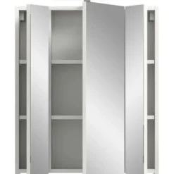 Hioshop Ice spiegelkast inclusief verlichting 3 spiegeldeuren wit hoogglans-
