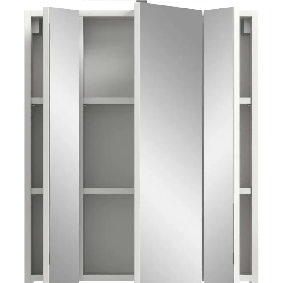 Hioshop Ice spiegelkast inclusief verlichting 3 spiegeldeuren wit hoogglans-