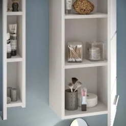 Hioshop Ice spiegelkast inclusief verlichting 3 spiegeldeuren wit hoogglans-