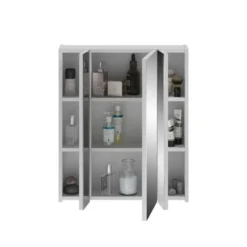 Hioshop Ice spiegelkast inclusief verlichting 3 spiegeldeuren wit hoogglans-