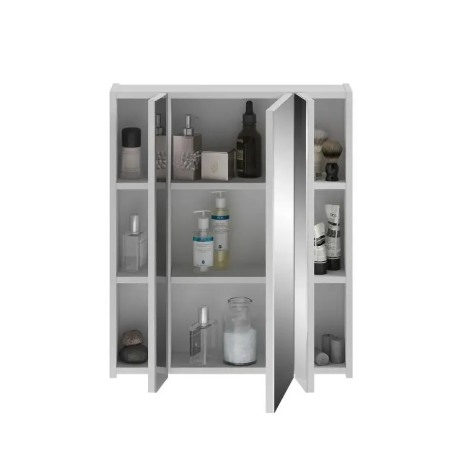 Hioshop Ice spiegelkast inclusief verlichting 3 spiegeldeuren wit hoogglans-