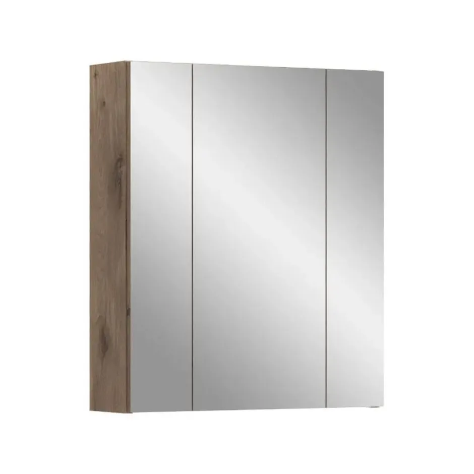 Hioshop Ice spiegelkast zwart mat- eiken decor