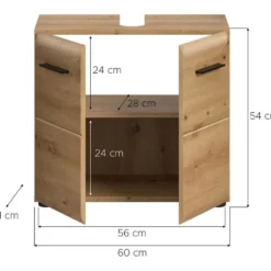 Hioshop Ice wastafel 2 deuren eiken decor