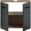 Hioshop Ice wastafel 2 deuren zwart mat- eiken decor