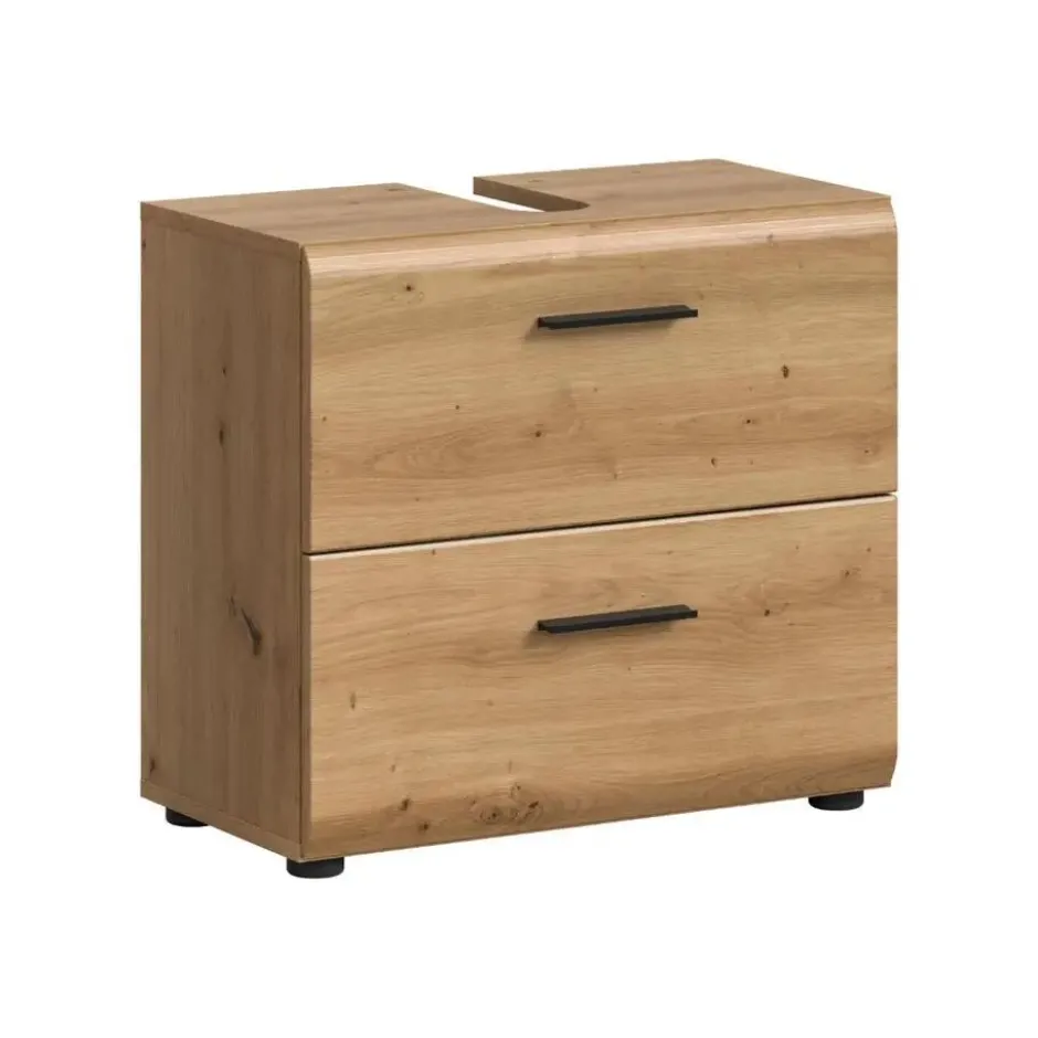 Hioshop Ice wastafel 2 lades eiken decor