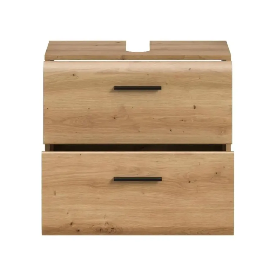 Hioshop Ice wastafel 2 lades eiken decor
