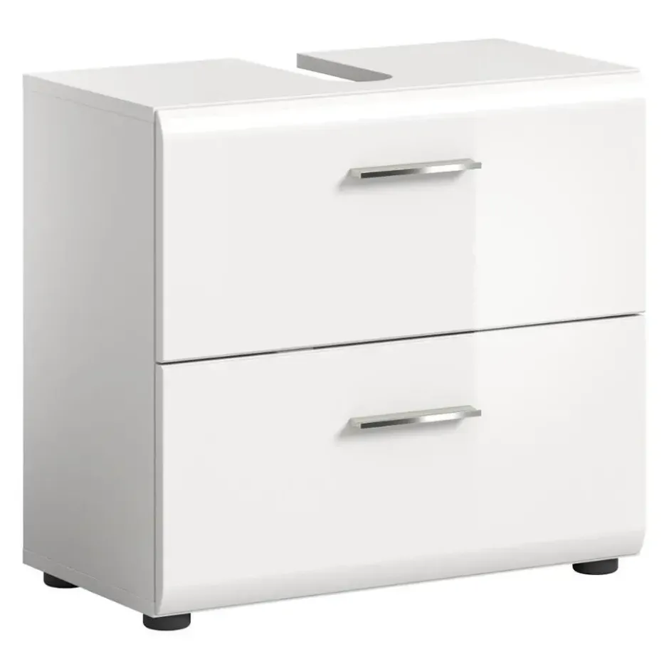 Hioshop Ice wastafel 2 lades wit hoogglans- wit