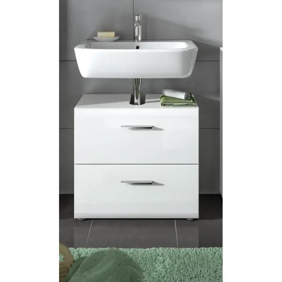 Hioshop Ice wastafel 2 lades wit hoogglans- wit